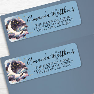 Étiquette Adresse de Retour pour Baby Shower Over The Moon