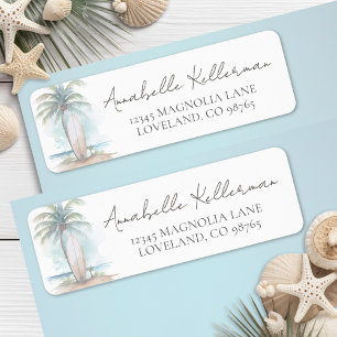 Étiquette Adresse de Retour pour Baby Shower sur la Plage