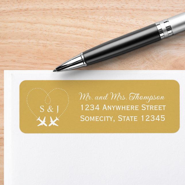 Étiquette Adresse de retour pour mariage aérien de voyage  (Créateur téléchargé)