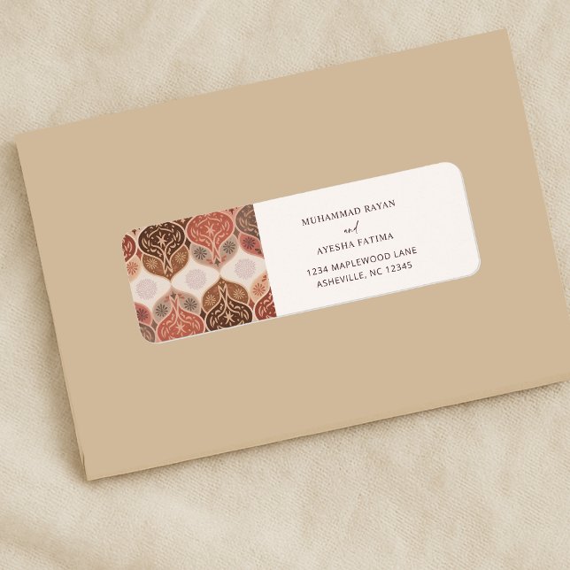 Étiquette Adresse de retour pour mariage islamique Nikkah él (Elegant Nikkah Islamic Wedding Return Address Label)