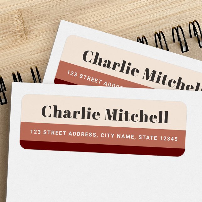 Étiquette Adresse de retour rétro couleur crème moderne terr (Créateur téléchargé)