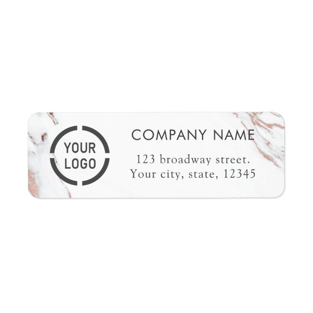 Étiquette Adresse de retour rose de luxe en marbre or (Devant)