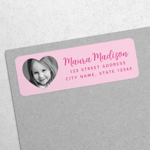 Étiquette Adresse de retour rose du coeur mignon