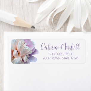 Étiquette Adresse de retour rose et violette Pivoine Blanche