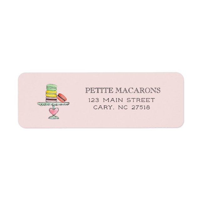 Étiquette Adresse de retour rose mignonne Macarons (Devant)
