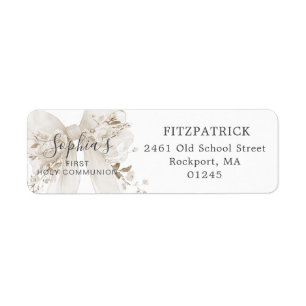 Étiquette Adresse de Retour Roses à Ruban Blanc de