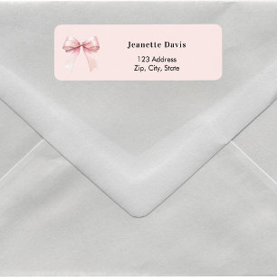 Étiquette Adresse de retour ruban rose