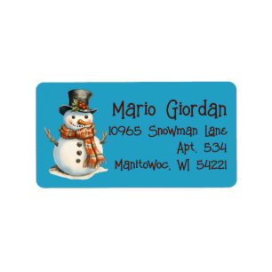 Étiquette Adresse de retour Snowman Top Hat