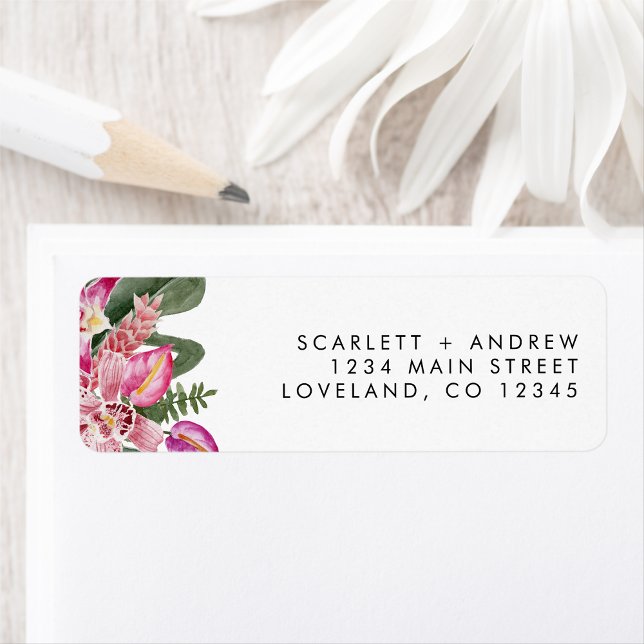 Étiquette Adresse de Retour Tropicale (Tropical Floral Return Address Label by Painted Paperie
)