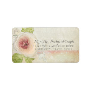 Étiquette Adresse de retour Vintage Fleur de pivoine assez j