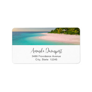 Étiquette Adresse de scène de plage tropicale océan aquamari