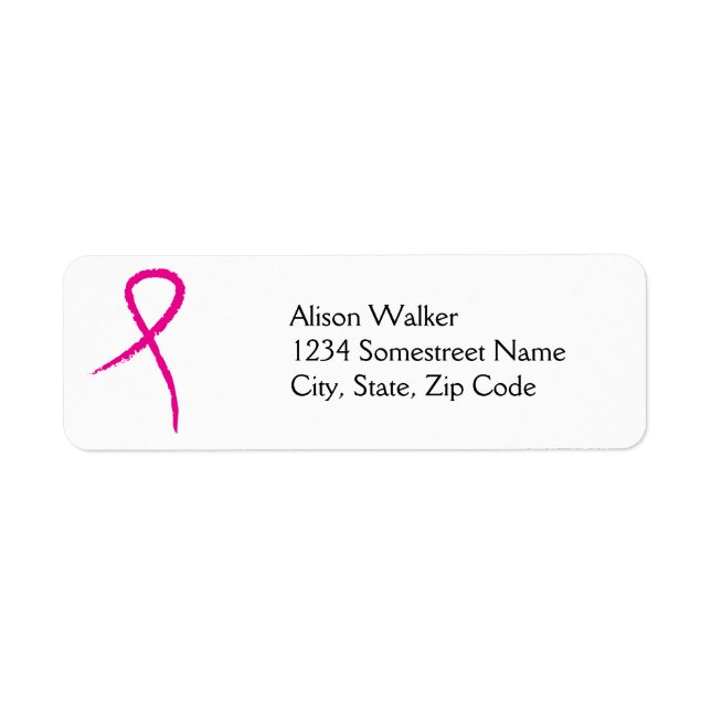 Étiquette Adresse de sensibilisation au cancer du sein rose (Devant)