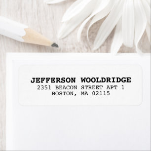 Étiquette Adresse de style de machine à écrire noire moderne