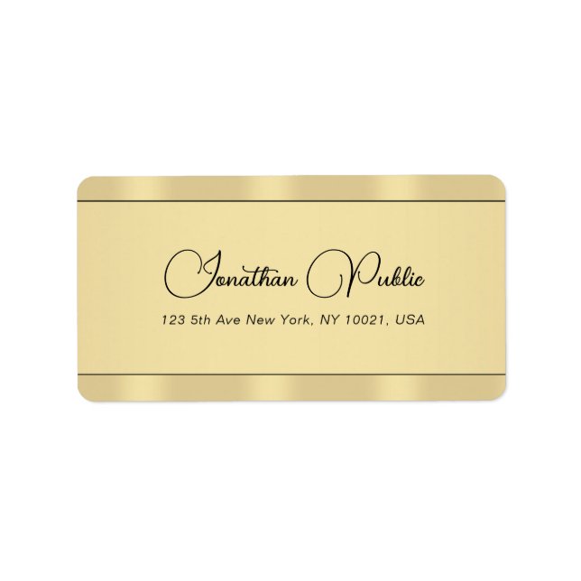 Étiquette Adresse de typographie moderne Faux Gold personnal (Devant)