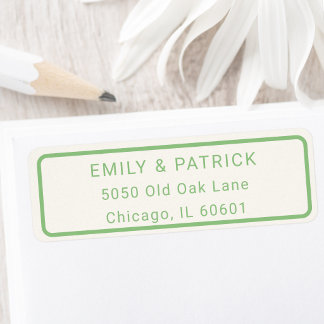 Étiquette Adresse de typographie moderne verte et ivoire cla