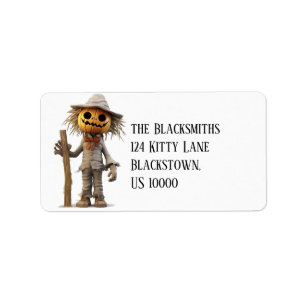 Étiquette Adresse d'Halloween citrouille Scarecrow