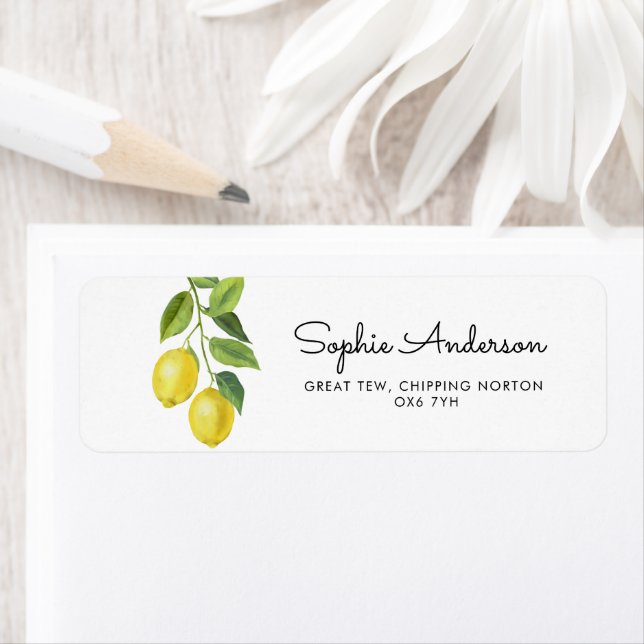 Étiquette Adresse du Baby shower citron (En situation)