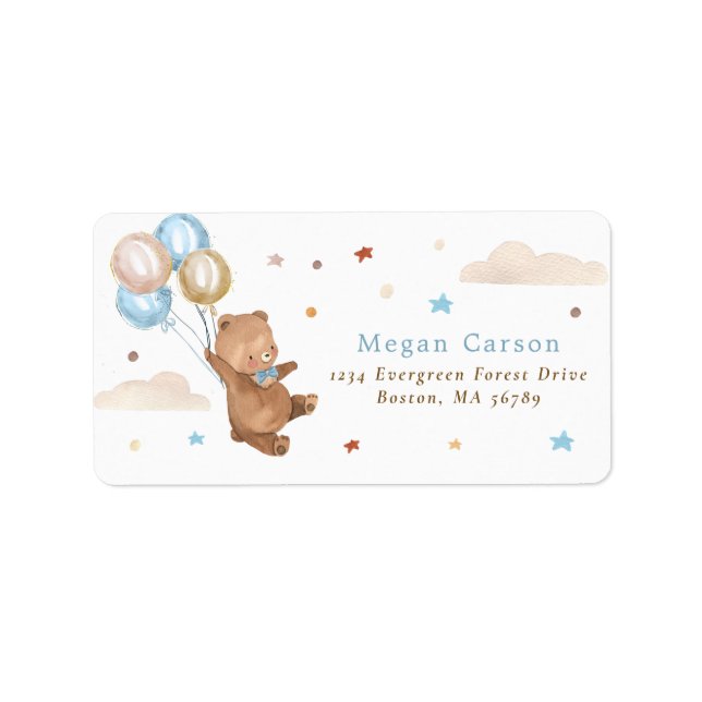 Étiquette Adresse du Baby shower d'attente de l'ours en pelu (Devant)