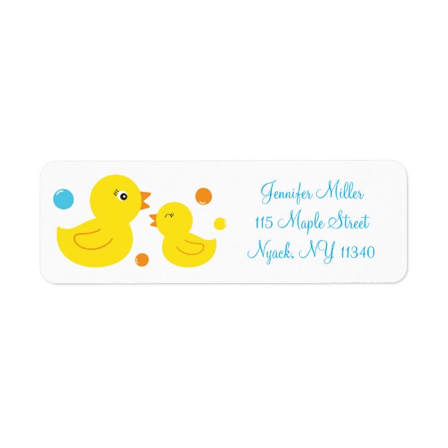 Étiquette Adresse du Baby shower de canard en caoutchouc (Devant)