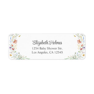 Étiquette Adresse du Baby shower de champ de Fleur sauvage a