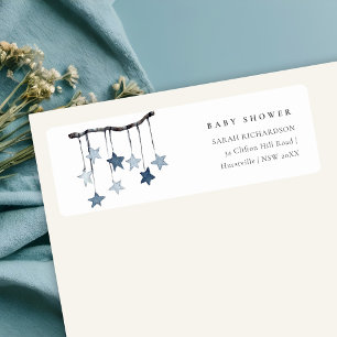 Étiquette Adresse du Baby shower mobile Simple Blue Star