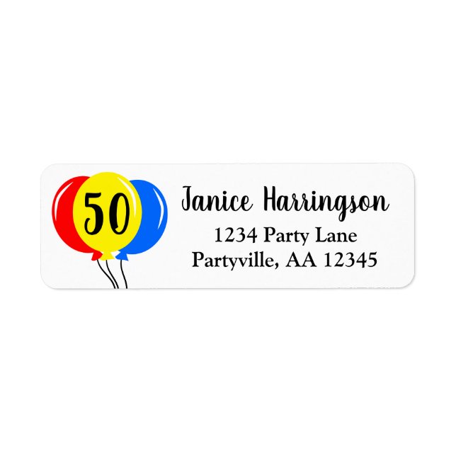 Étiquette Adresse du cinquième anniversaire des ballons (Devant)