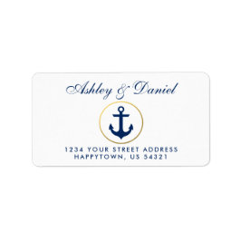 Étiquette Adresse du Mariage Ancre bleu marine