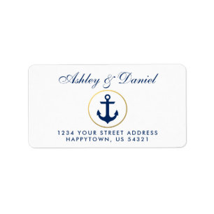 Étiquette Adresse du Mariage Ancre bleu marine