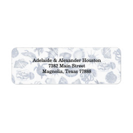 Étiquette Adresse du Mariage Blue Coastal