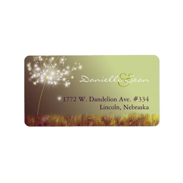 Étiquette Adresse du Mariage de Dandelion magique (Devant)