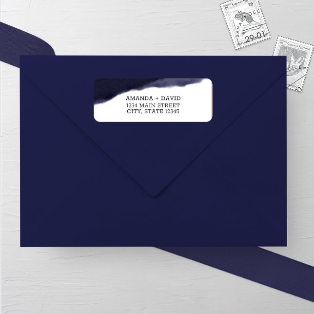 Étiquette Adresse du Mariage de la brosse à aquarelle de la  (Créateur téléchargé)