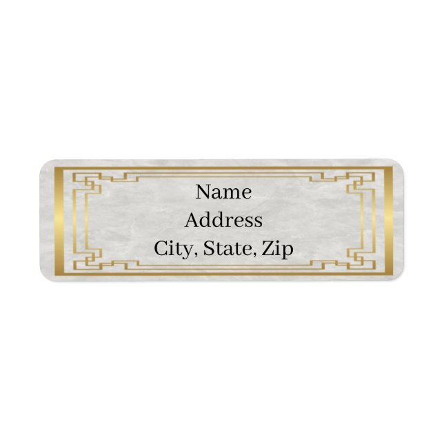 Étiquette Adresse du Mariage de Marbre blanc de cadre géomét (Devant)