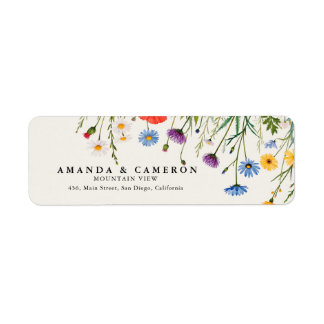 Étiquette Adresse du Mariage de prairie de fleurs sauvages d