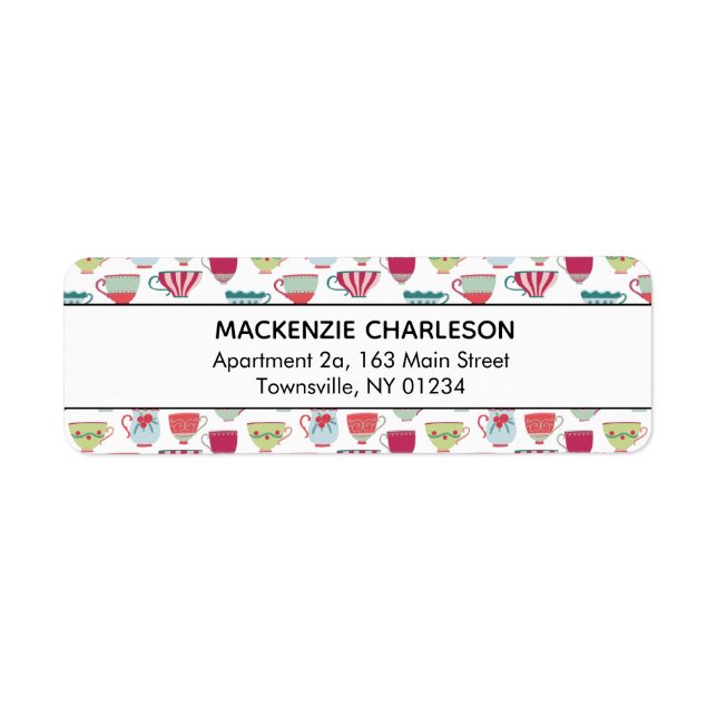 Étiquette Adresse du Motif de la Coupe de Thé Cute (Devant)