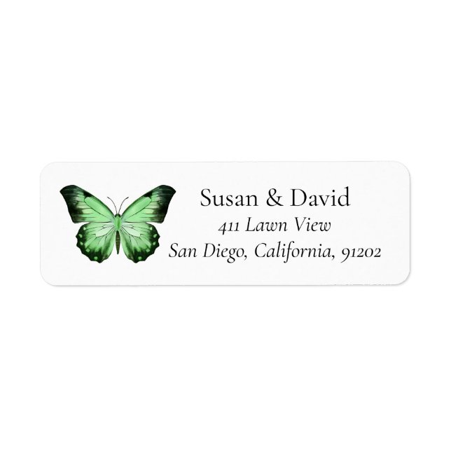 Étiquette Adresse du papillon vert (Devant)
