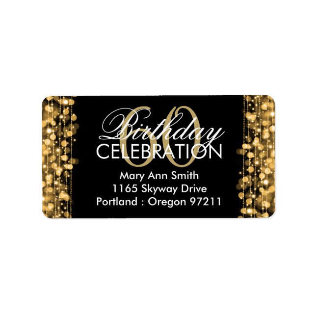 Étiquette Adresse Elégant 60e anniversaire fête étincelle or (Devant)