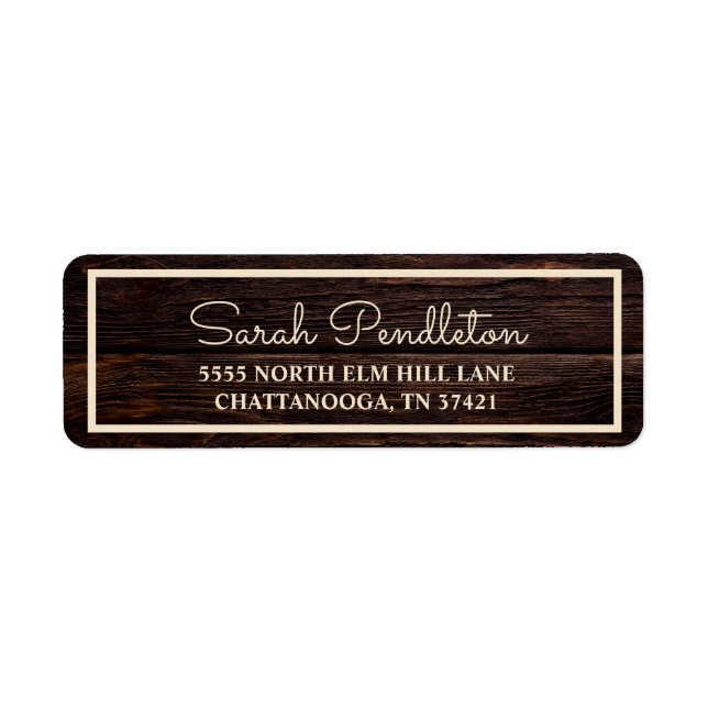 Étiquette Adresse en crème de bois rustique (Devant)