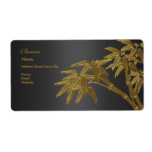 Étiquette Adresse Entreprise Noir Or Bambou
