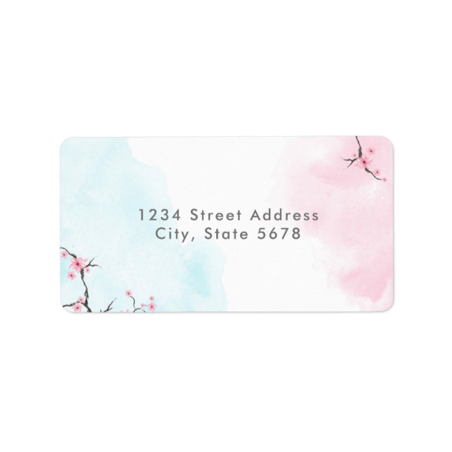 Étiquette Adresse expéditeur | Fleurs de cerisiers d'aquarel (Devant)
