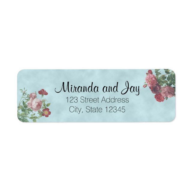 Étiquette Adresse expéditeur | MARIAGE ROSE VINTAGE (Devant)