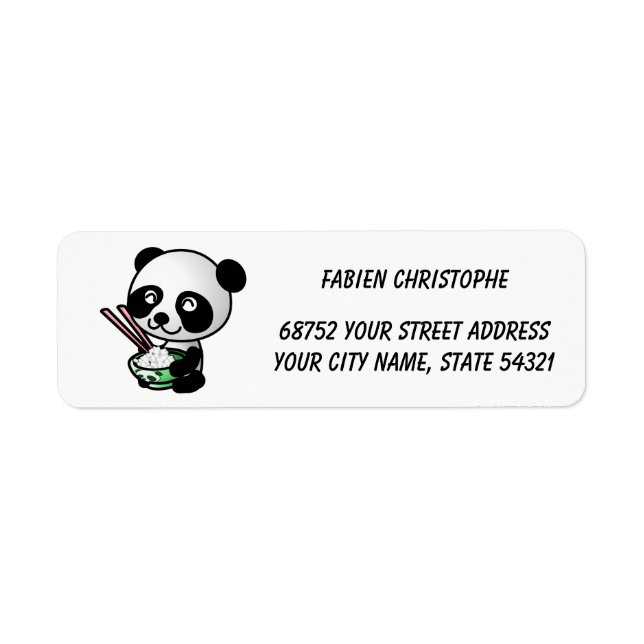 Étiquette Adresse expéditeur. Panda. (Devant)