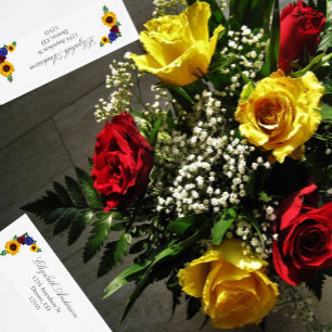 Étiquette Adresse florale de rose tournesol