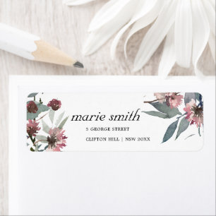 ÉTIQUETTE ADRESSE FLORALE EUCALYPTUS ROSE CHIC SAUVAGE RUSTI