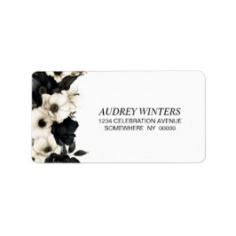 Étiquette Adresse florale noire et blanche