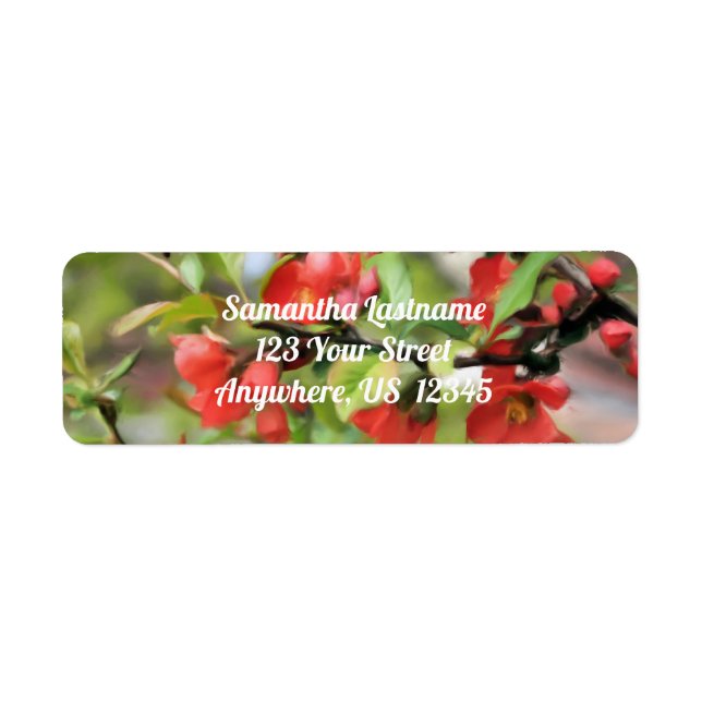 Étiquette Adresse Flower Quince Red Blossings (Devant)