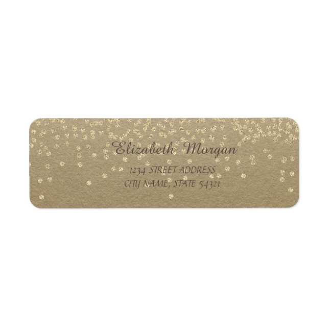 Étiquette Adresse Girly Stylish Kraft Gold Diamonds (Devant)