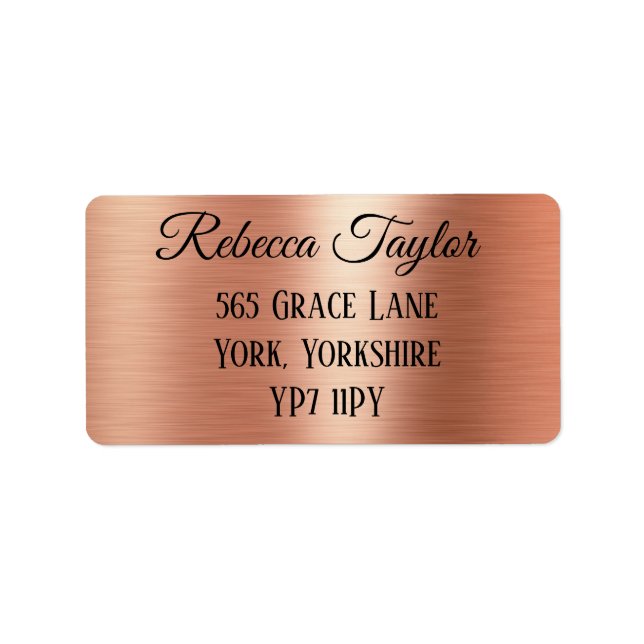 Étiquette Adresse Gold Rose Black Elegant Personnalisée  (Devant)