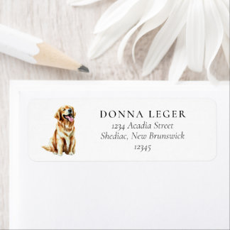 Étiquette Adresse Golden Retriever Dog