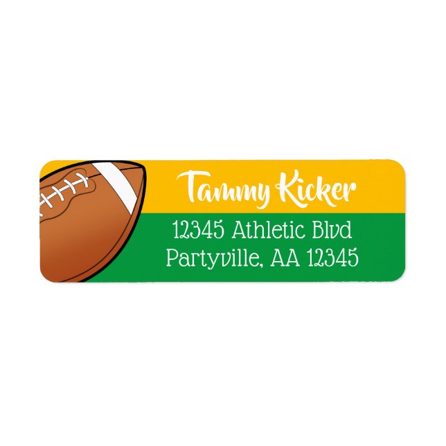Étiquette Adresse Green & Gold Football (Devant)