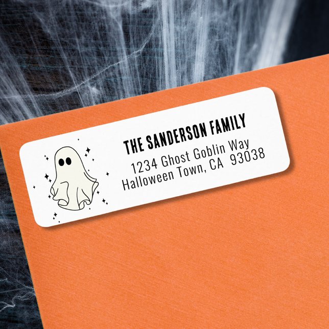 Étiquette Adresse Halloween du fantôme (Ghost Happy Halloween Party Return Address Label)